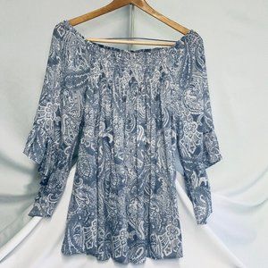 Bobeau Off Shoulder Bell Sleeve Top